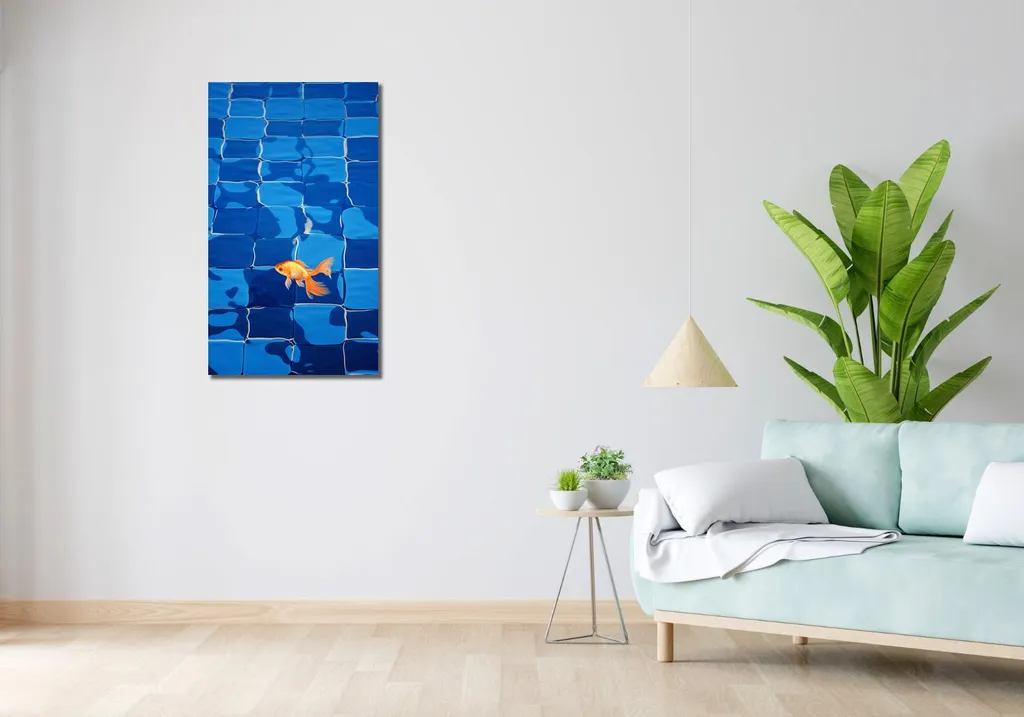 Tableau Salon Moderne 50x90 cm Solitude dorée Déco Murale Verticale Or
