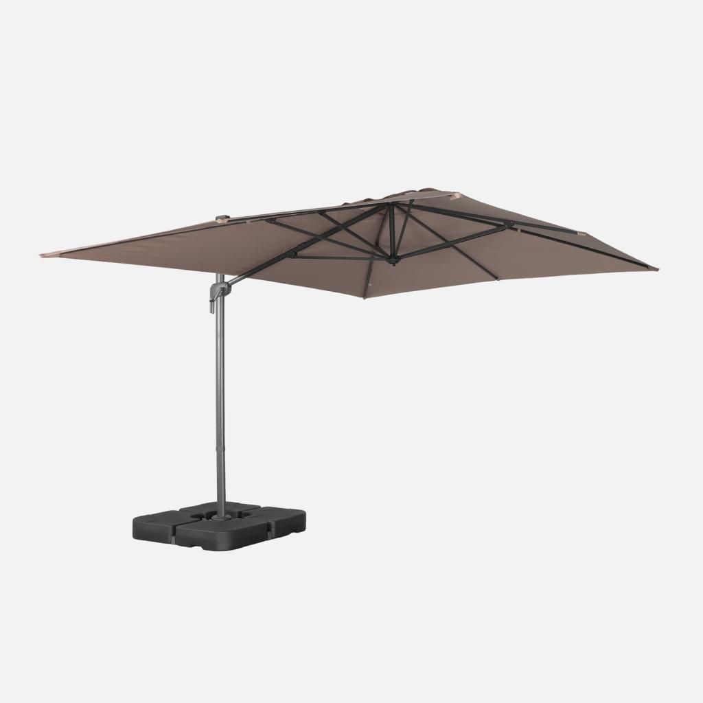 sweeek - Rechteckiger Ampelschirm 3x4m + befüllbare Platten 50x50cm - Taupe