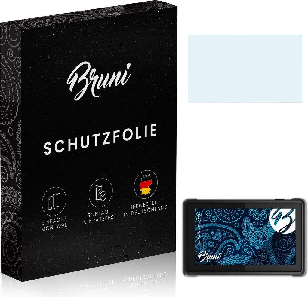 Bruni Basics-Clear 2x Schutzfolie kompatibel mit TomTom Pro 8270 Folie