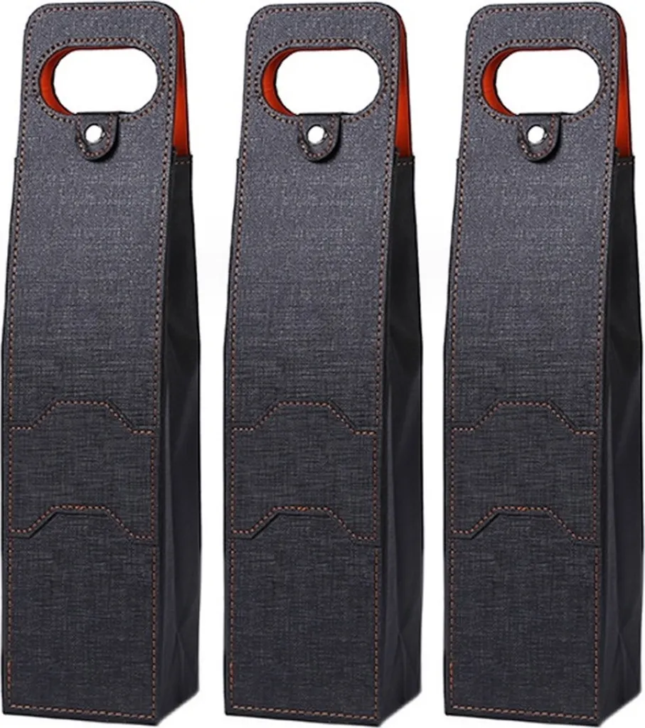 3x borsa regalo in ecopelle dall'aspetto lussuoso | borsa per vino con chiusura per bottiglia singola | borsa regalo riutilizzabile | borsa per vino | borsa portatile per vino, spumante, champagne