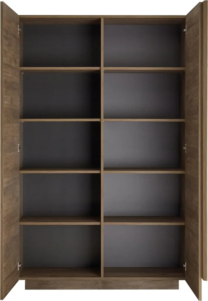 Grand Placard de Rangement 8 Étagères en Bois Noyer Procida 121x193 cm