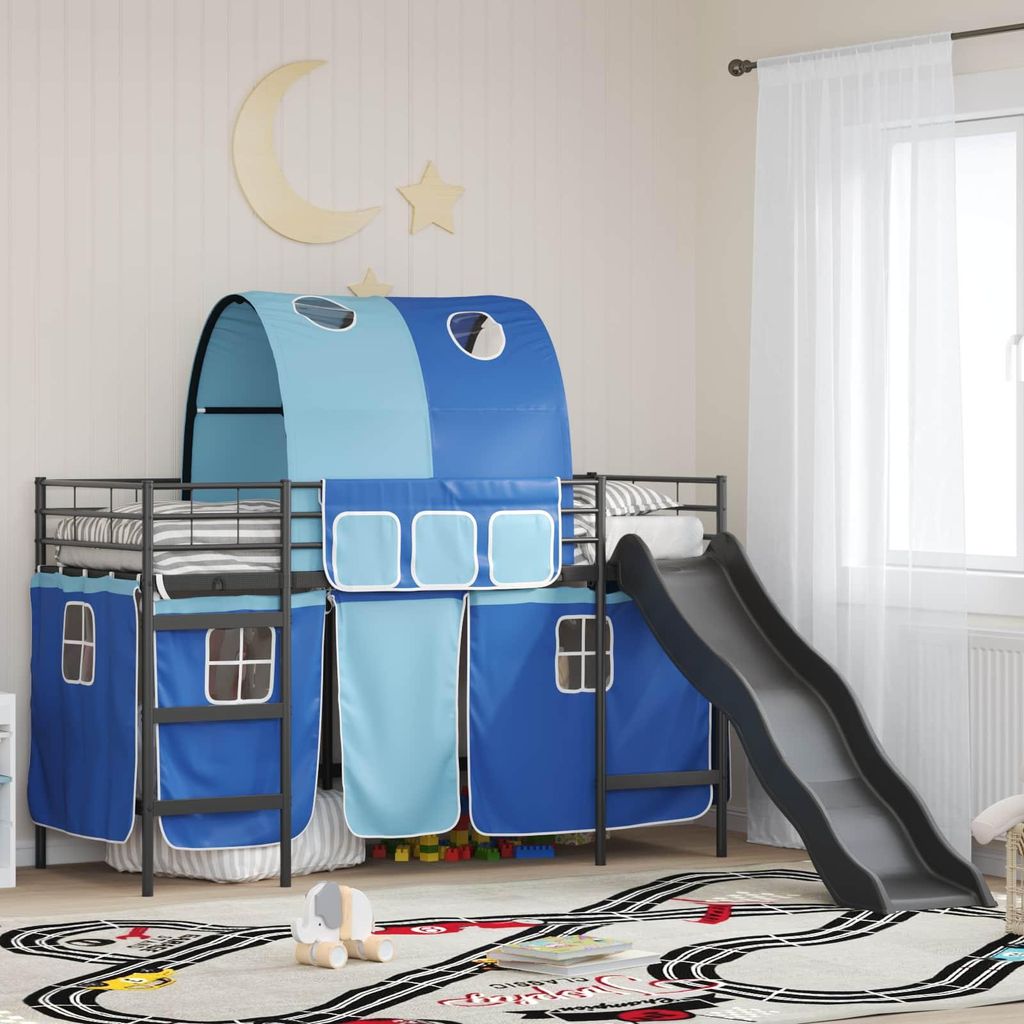 Maison Exclusive - Kinder-Etagenbett Schwarz und Blau 90 x 190 cm Metall