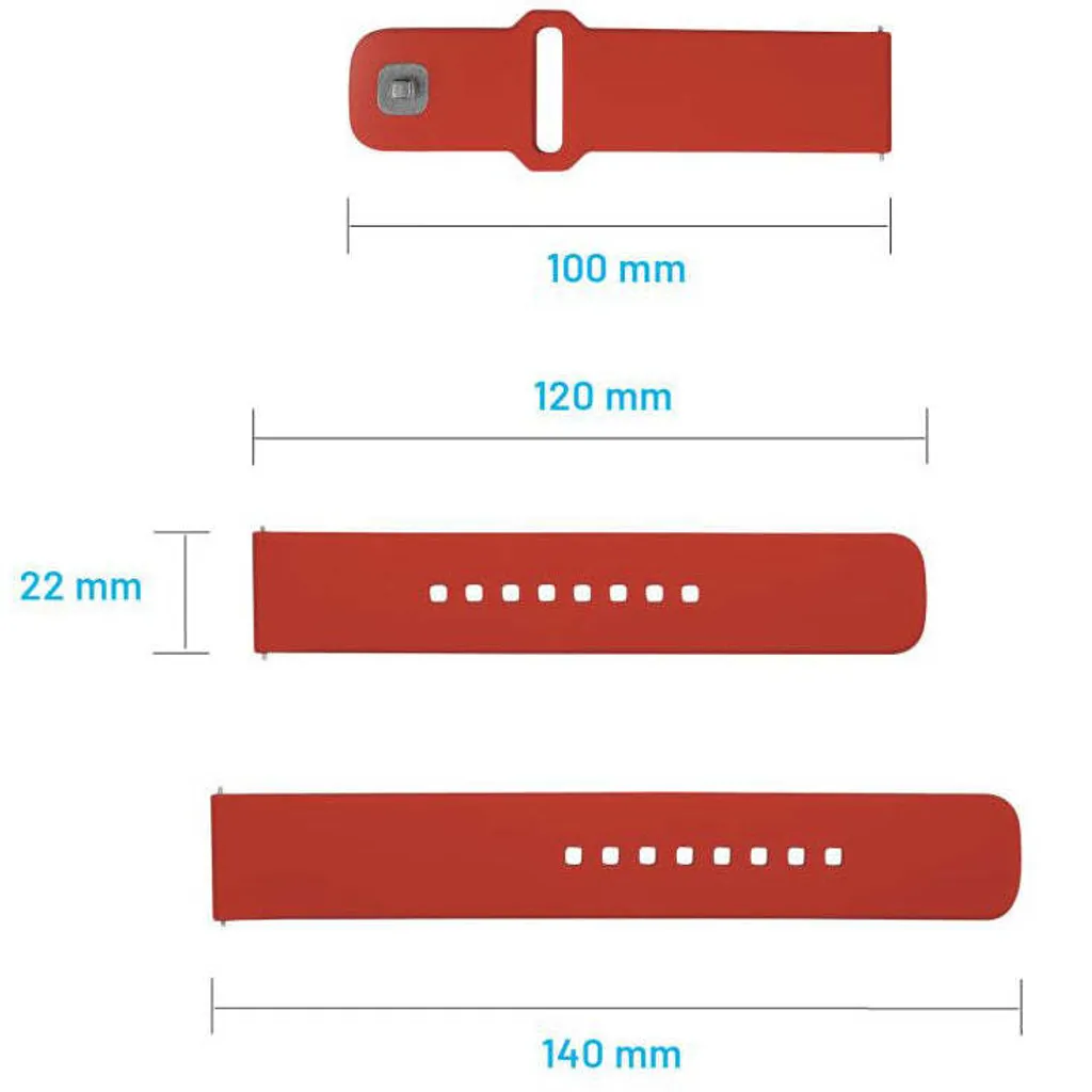 FIXED Sport Strap Set 22mm Red Silicone - Smartwatch Replacement - 5