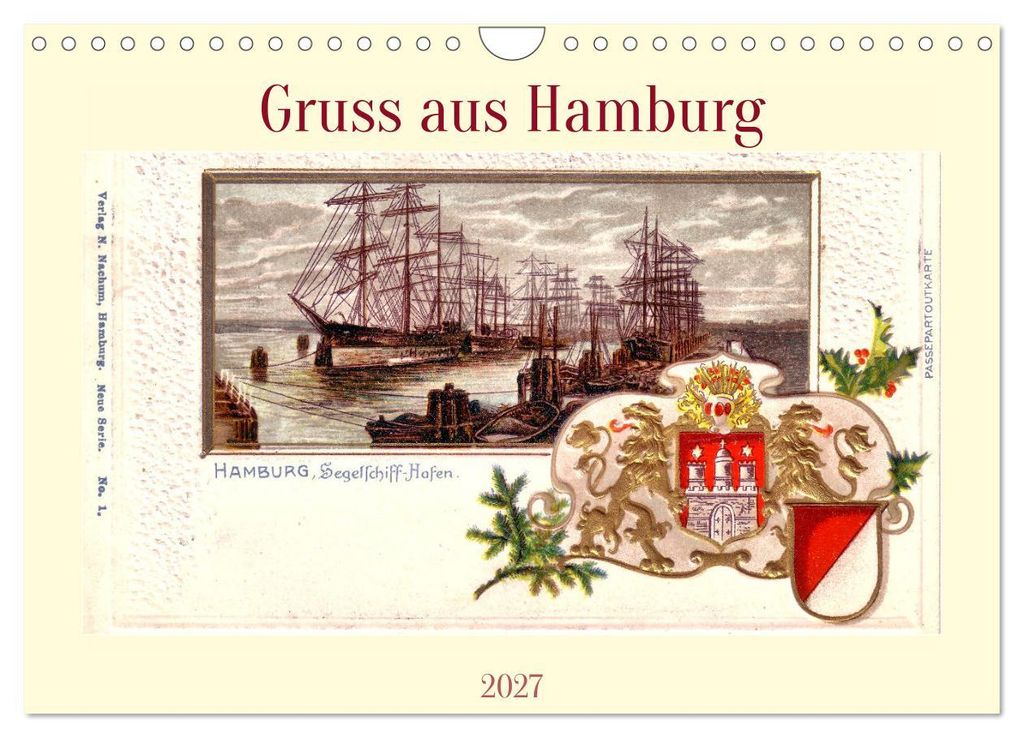 Gruss aus Hamburg (Wandkalender 2027 DIN A4 quer), CALVENDO Monatskalender