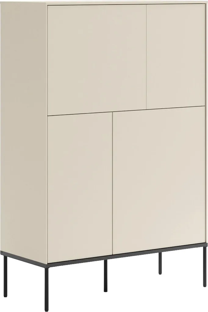 Buffet haut quatre portes coloris crème Selsey Bellezo, hauteur 95 cm