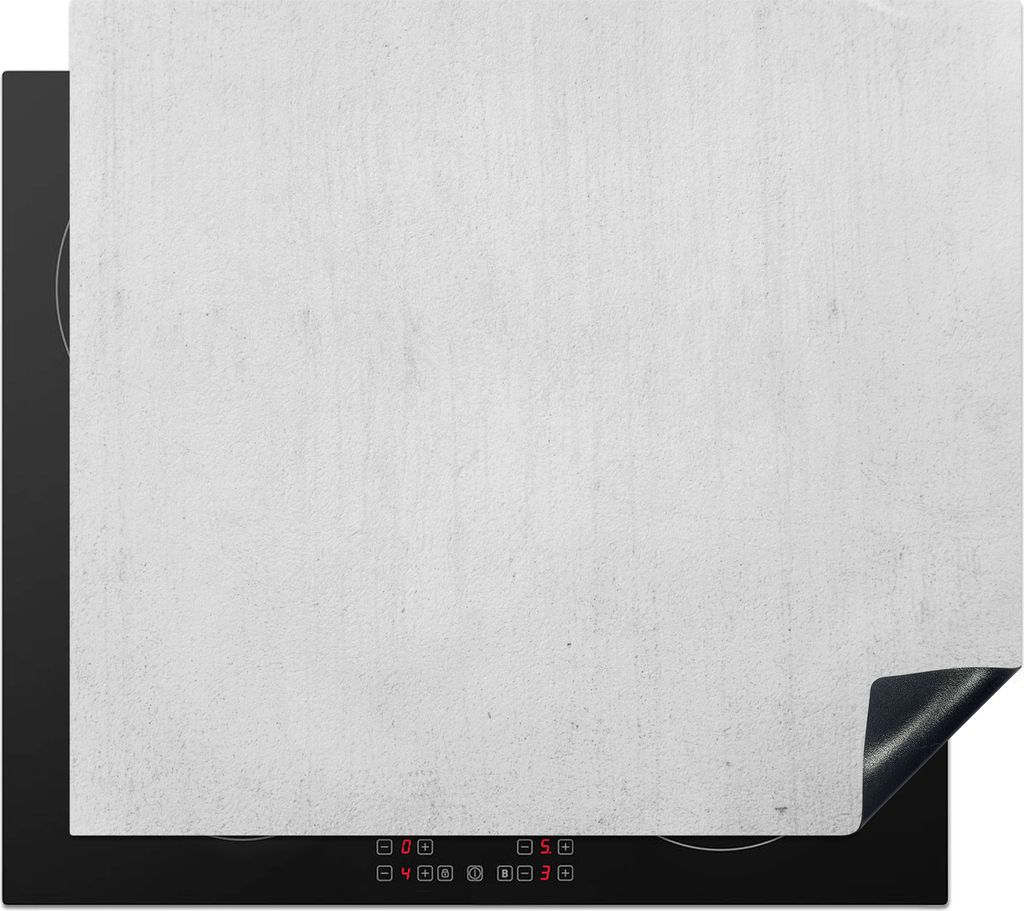 KitchenYeah Herdabdeckplatte Beton - Weiß - Grau , 60x52cm, Küche Deko, Glaskeramikkochfeld Herdabdeckung, Abdeckplatte fùr Kochfeld