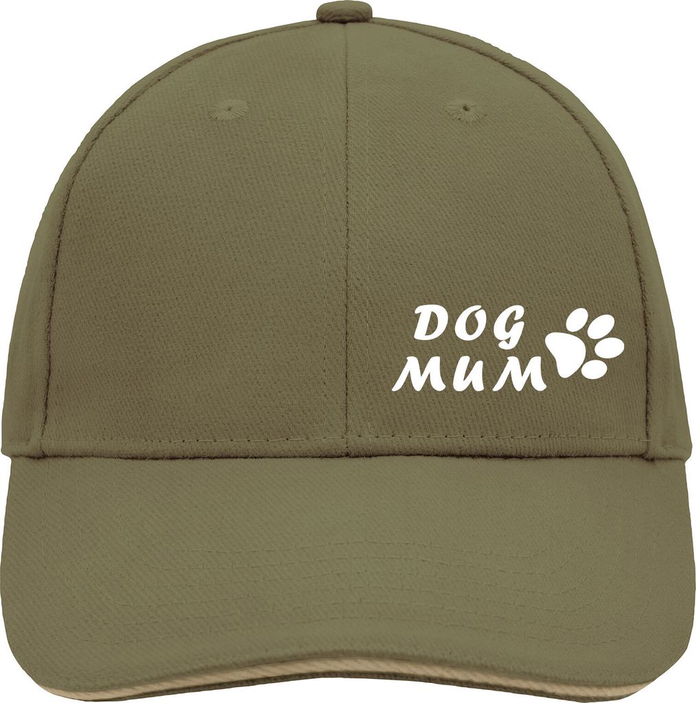 Huuraa Cappy Mütze Dog Mum Tapse Olive/Beige Baumwolle 6-Panel Kappe Geschenkidee