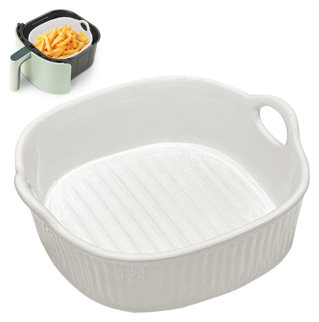 Keramik-Auflaufform 650 ml, quadratische Auflaufform, 7-Zoll-Auflaufform, Keramik-Auflaufform mit Griffen für Lasagne, Fleisch, Gemüse, für Hei...