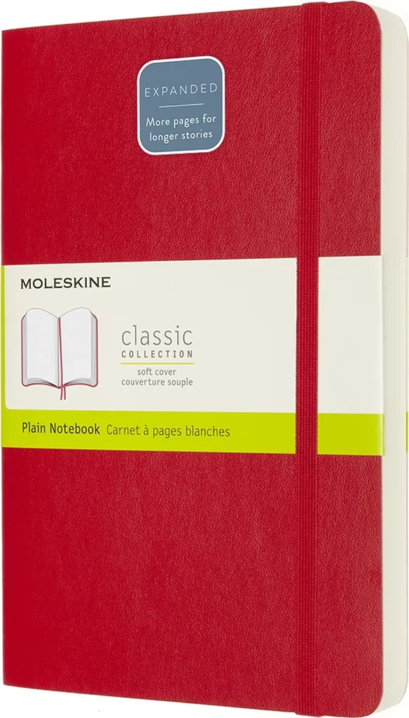 Carnet Moleskine Étendu Large Rouge Écarlate avec Pages Blanches A5 Uni