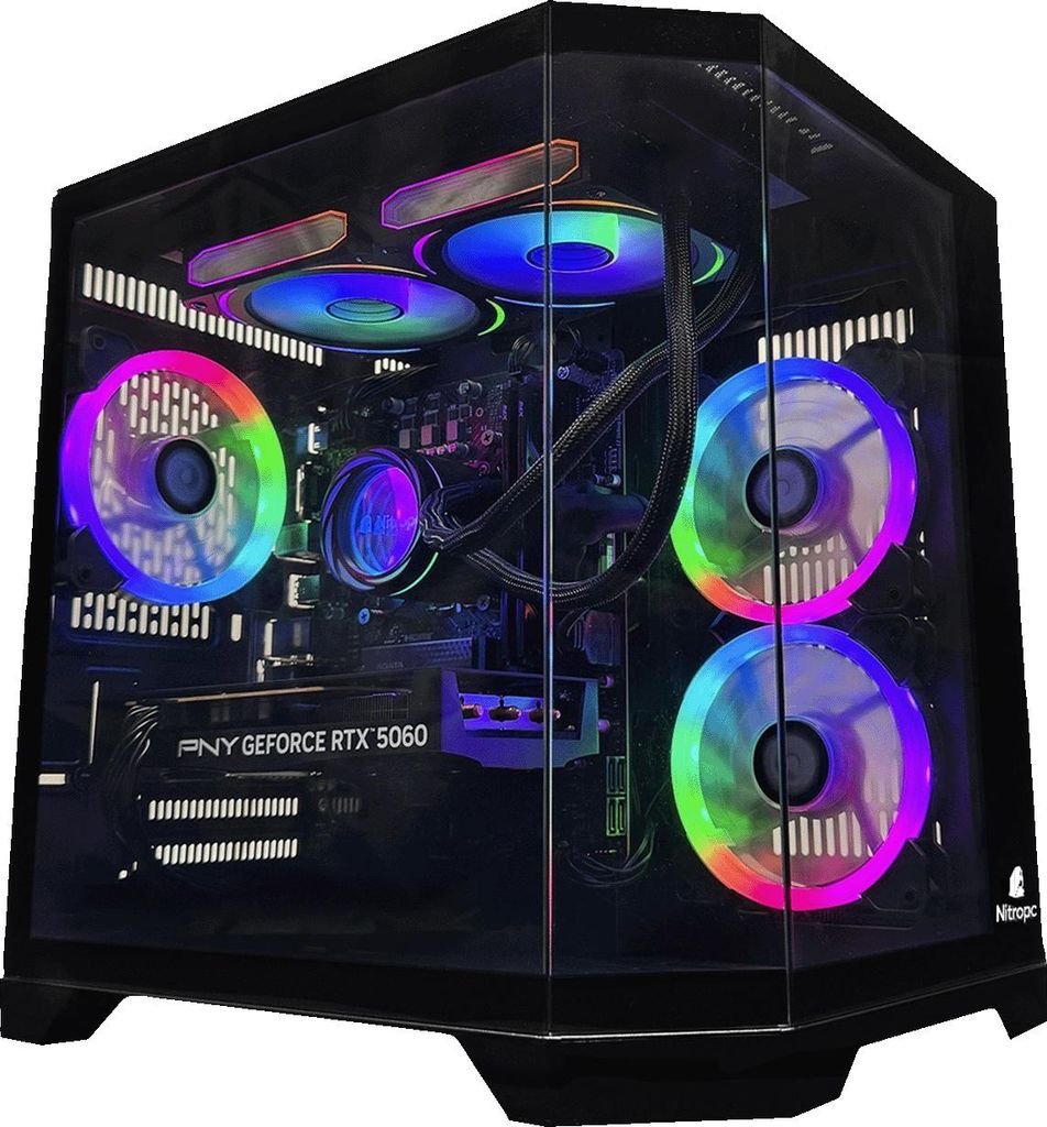 Nitropc Gaming PC Advanced Nitro - AMD Ryzen 5 5600X, NVIDIA RTX 3050 8GB, 16GB DDR4, M.2 1TB, Schwarz