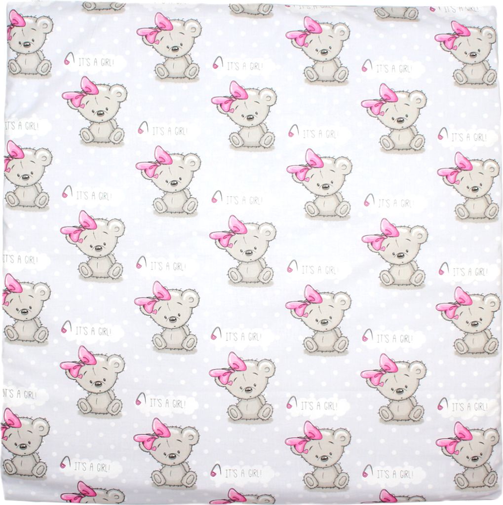 Primawela Deko Kissenbezug Bezug für Baby Kind für Kissen 80x80 cm 24. Girl Bärchen