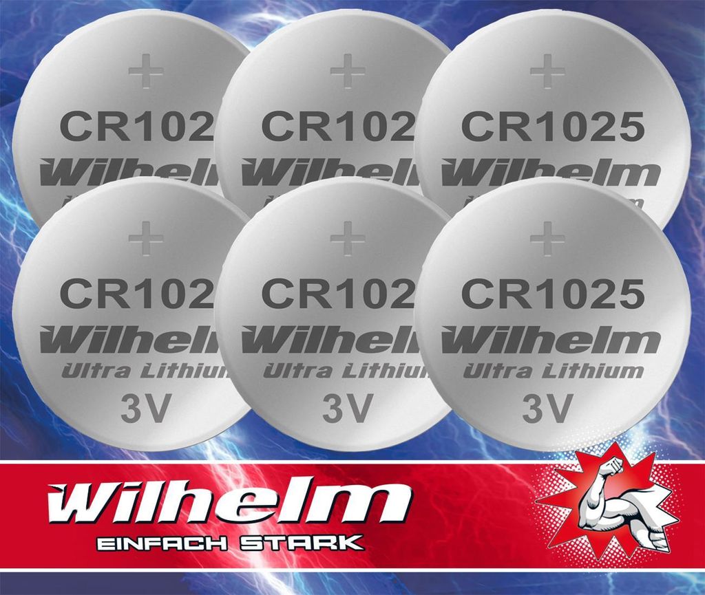 6 x CR1025 WILHELM Lithium Knopfzelle 3V 32 mAh ø10 x 2,5 mm Batterie DL1025