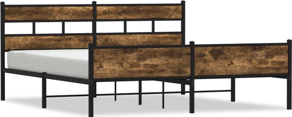 vidaXL Metallbett ohne Matratze Räuchereiche 183x213 cm