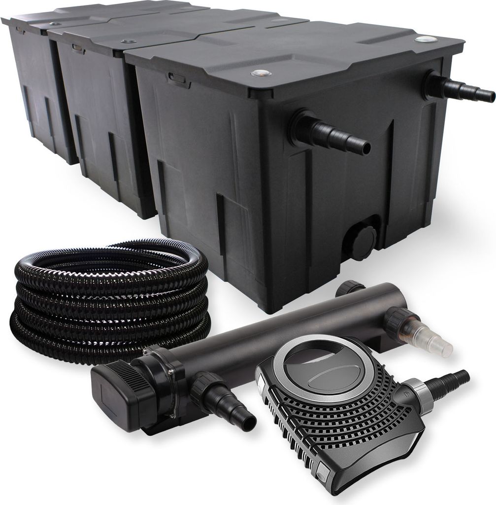 SunSun Komplettset: CBF-350C Teichfilter bis 90000 L Teichfilteranlage als Durchlauffilter, CTF-8000 SuperECO Teichpumpe 8000l/h 70W, CUV-336 Teich...