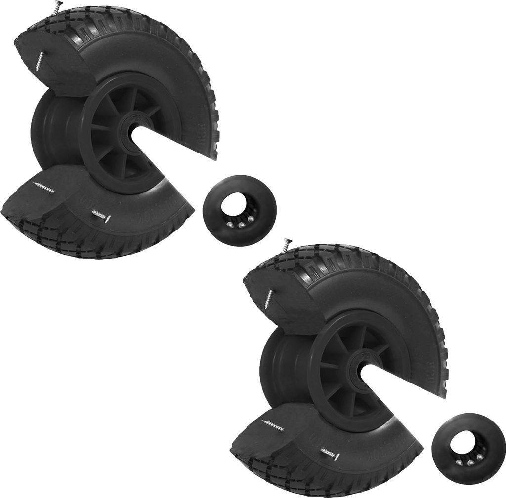 2x Sackkarrenrad PolyurethanRad 260x85 mm 3.00-4 75 mm zentrierte Nabe Ø 20 mm schwarz Vollgummi Bollerwagen