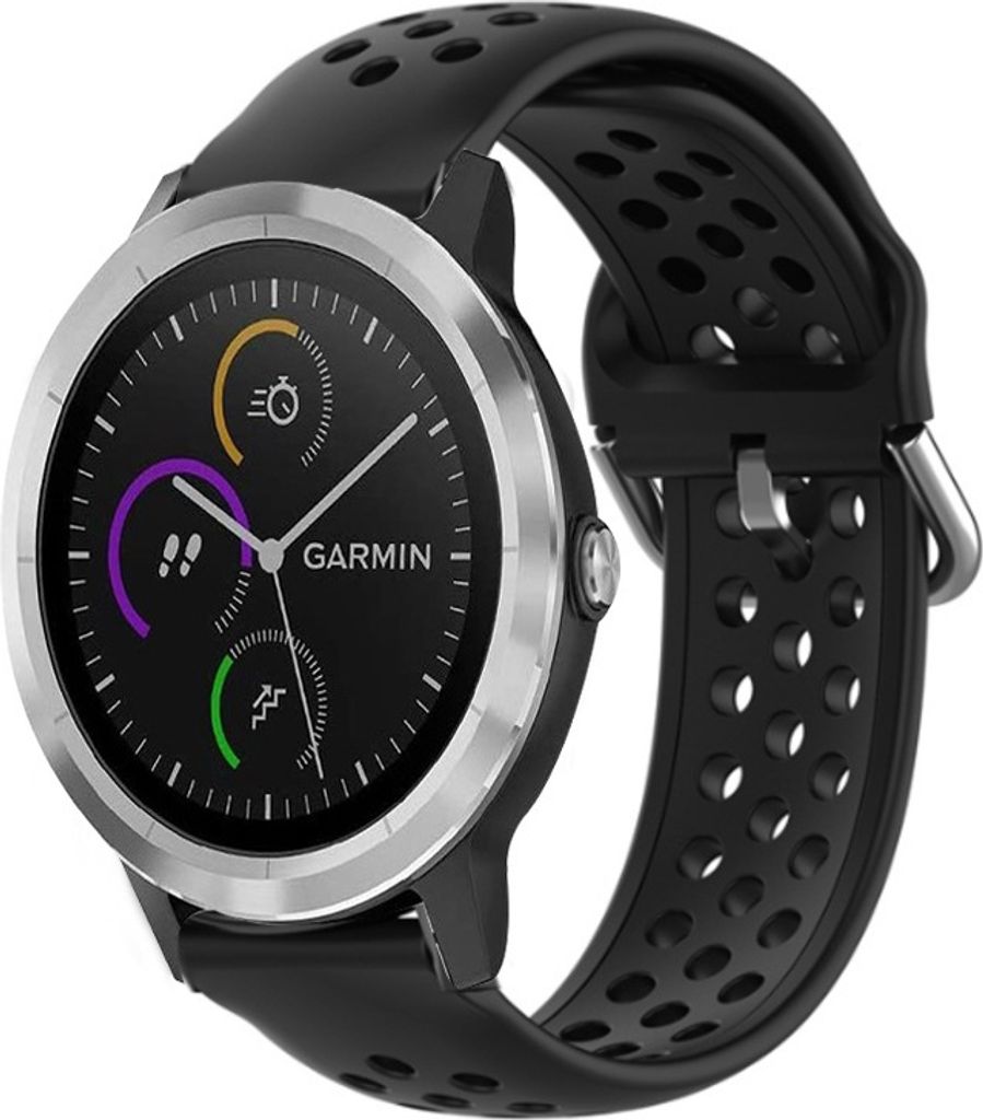 Strap-it Garmin Vivoactive 3 Silikonarmband mit Löchern (Schwarz)