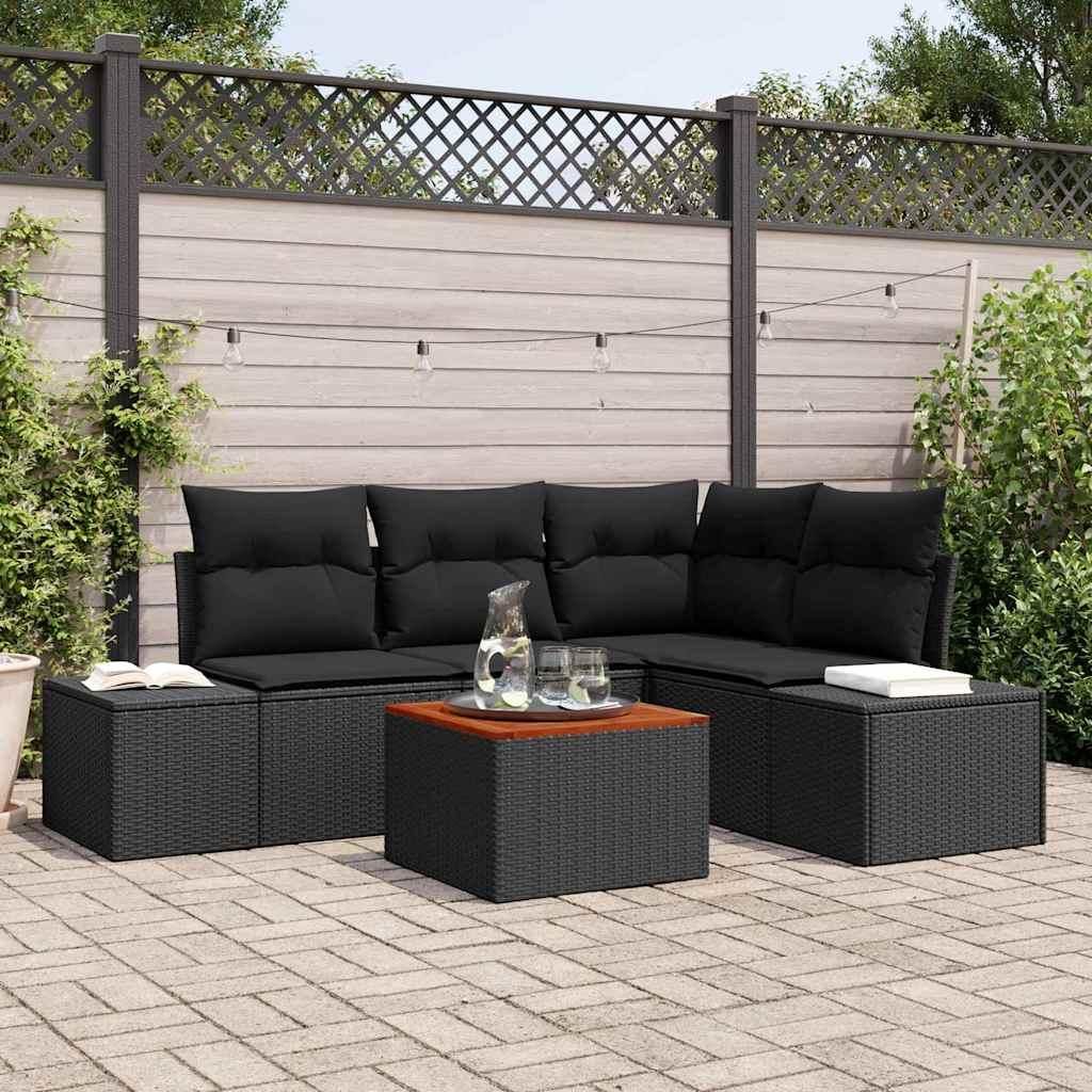 Maison Exclusive - Gartensofa-set mit Kissen 5 pcs Schwarz Poly-Rattan