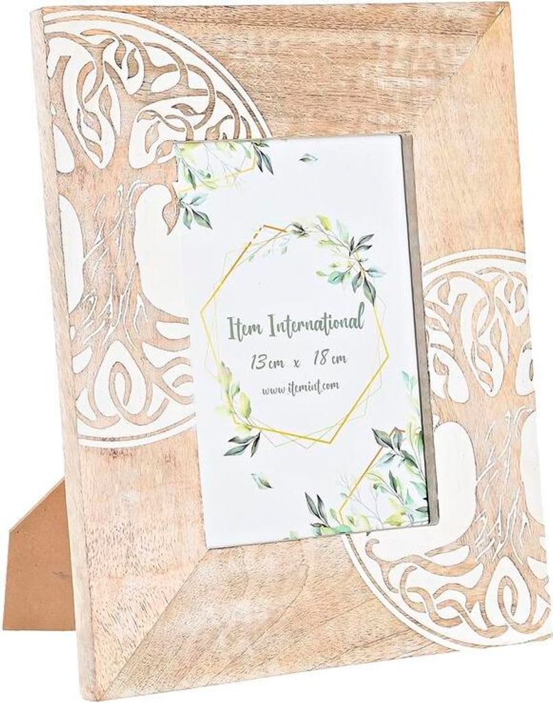 Fotorahmen DKD Home Decor Weiß Braun Holz Kristall Mango-Holz Baum Indianer 23 x 2 x 28 cm