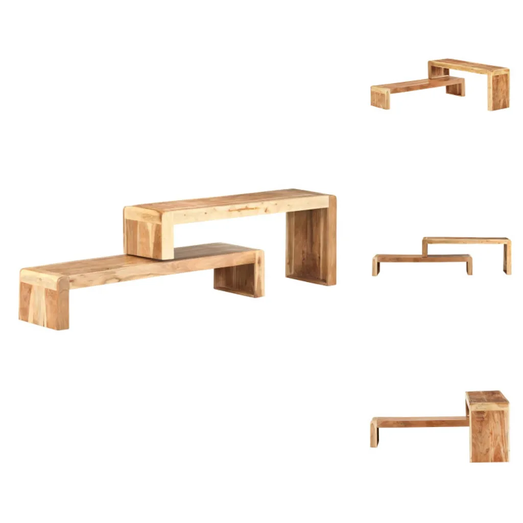 Ensemble TV bois d'acacia massif - Meuble TV durable finition bois