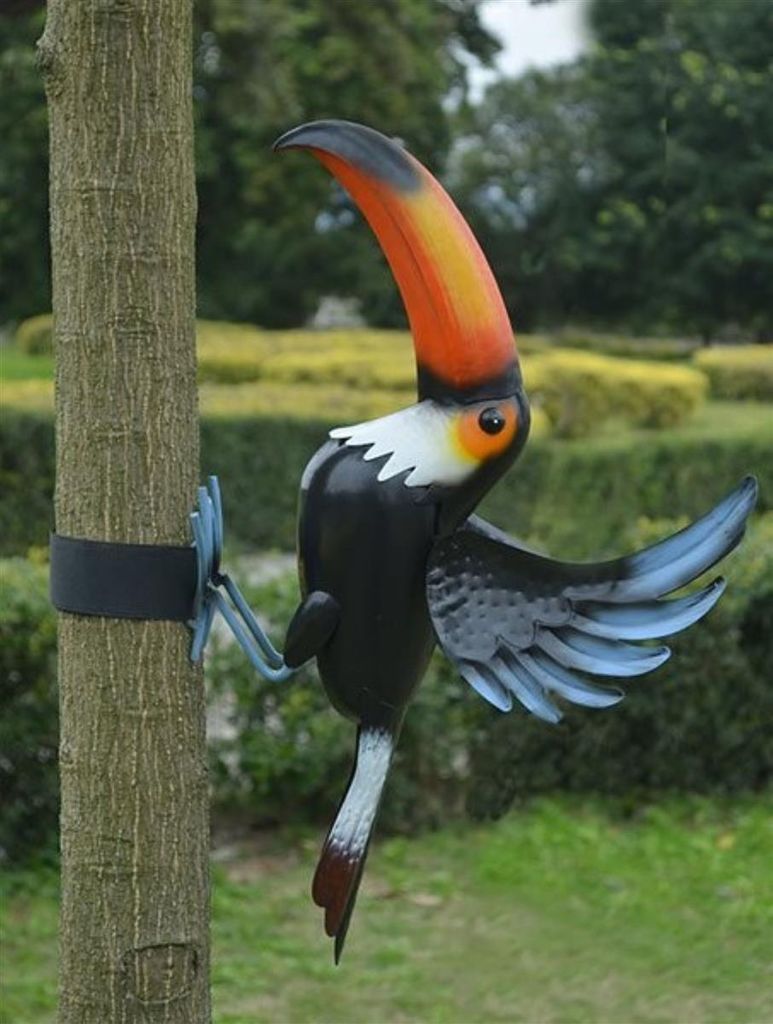 Tukan Vogel Metall zum Hängen 47cm Gartenfigur Vogelfigur Produktbild 