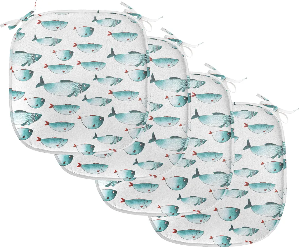 ABAKUHAUS Coussin de Chaise Koifisch 40x40 cm - Lot de 4 Bleu Sarcelle