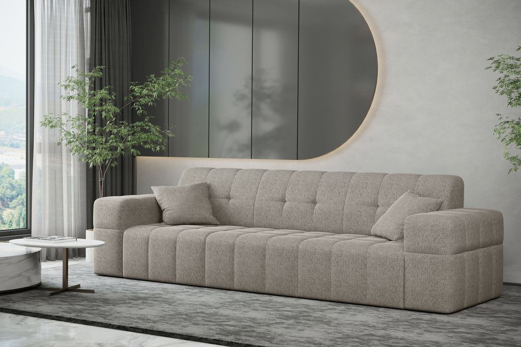 Kaiser Möbel Sofa 3 sitzer Couch NIMES stilvol Stoff VERITA Warmbeige