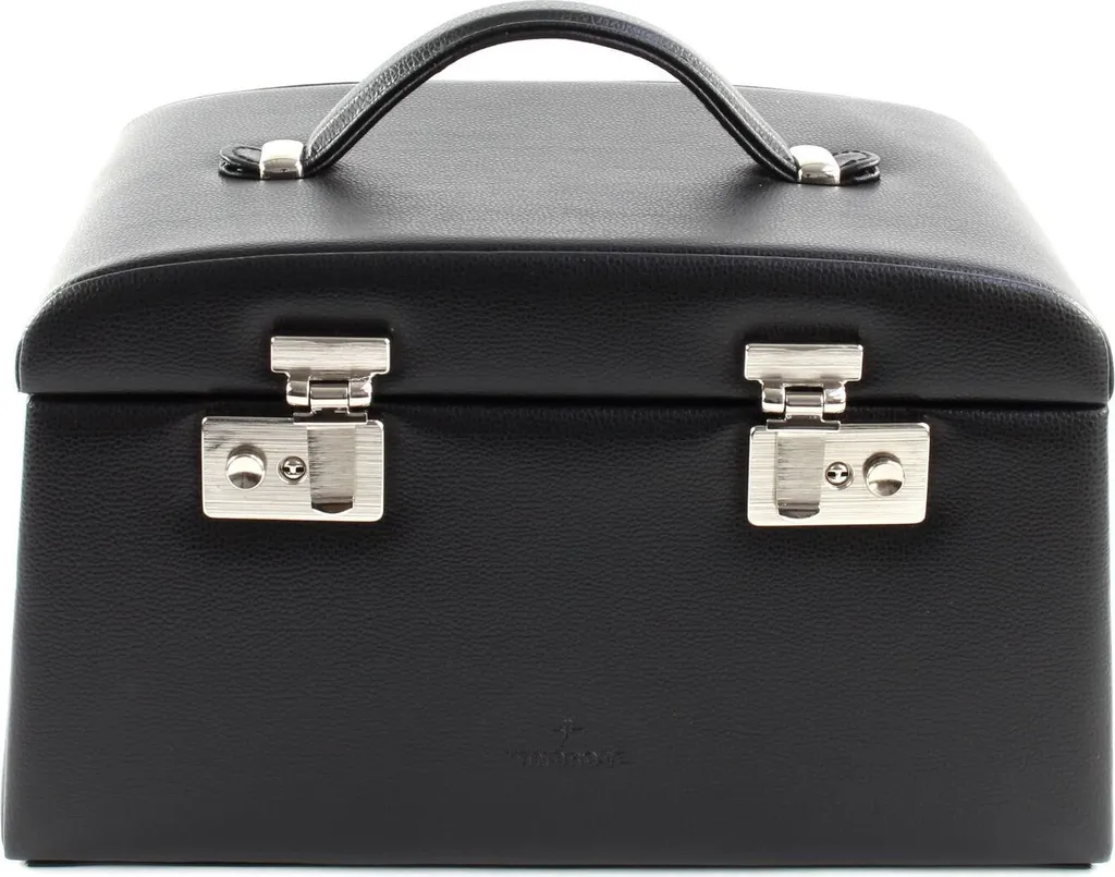 WINDROSE Beluga Boîte à Bijoux Noire en Cuir Synthétique avec Miroir