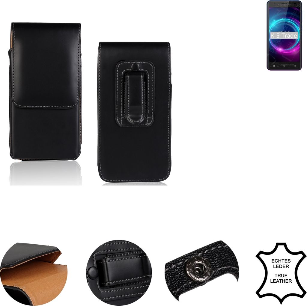 K-S-Trade Holster Gürteltasche Handy Hülle Schutzhülle kompatibel mit BQ Mobile BQ-5046L Choice LTE Handyhülle Leder schwarz, 1x