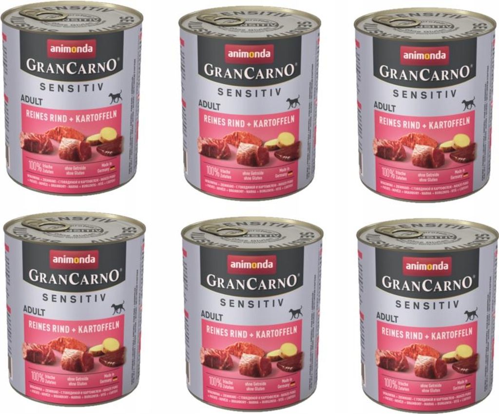 ANIMONDA GranCarno Adult Sensitiv Beef with potatoes - Nassfutter für Hunde - 800g