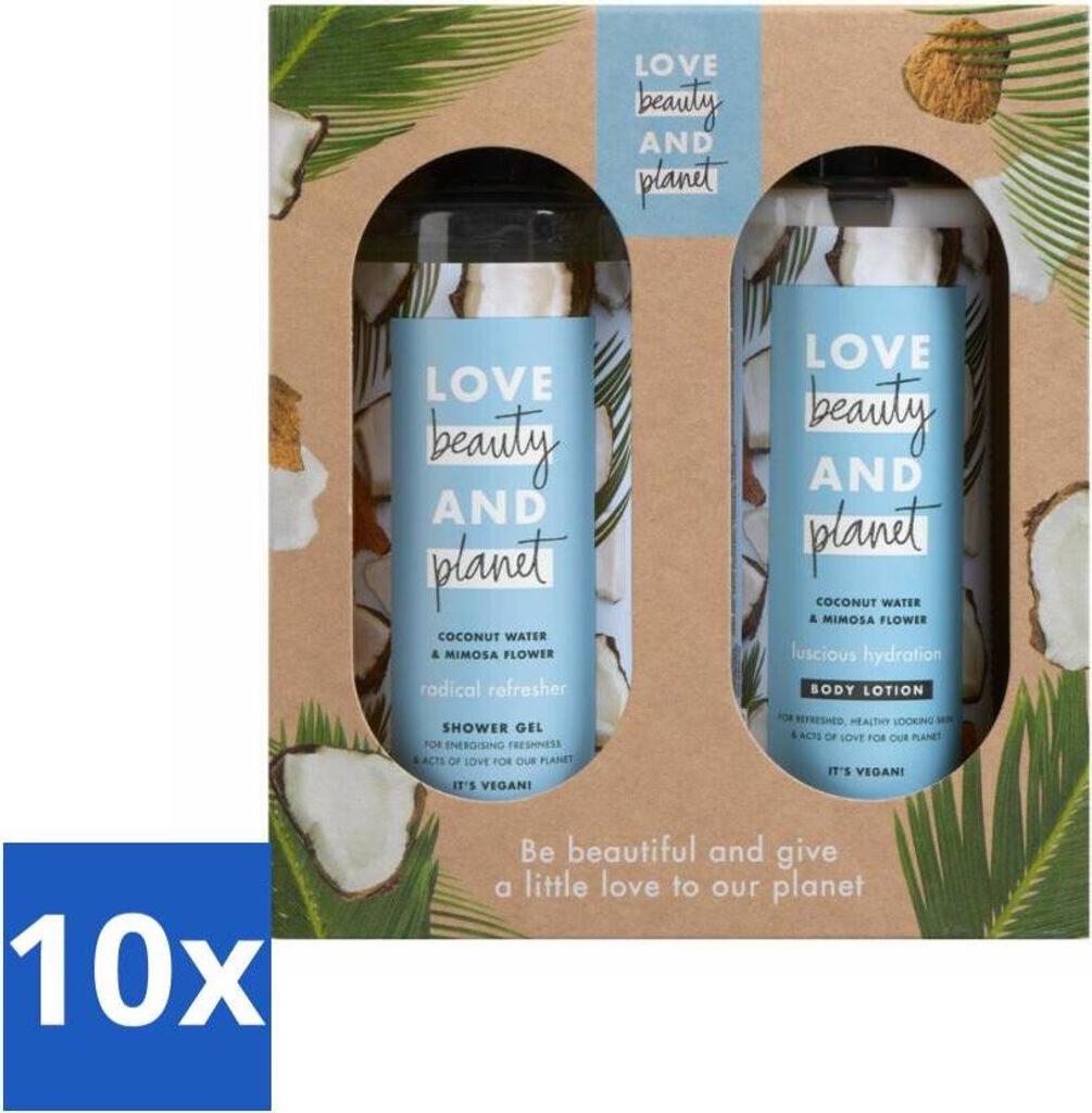 Love Beauty and Planet – Duschgel & Körperlotion – Kokoswasser & Mimosenblüte – Duo-Geschenkset - Vorteilspack - 10 Stücke