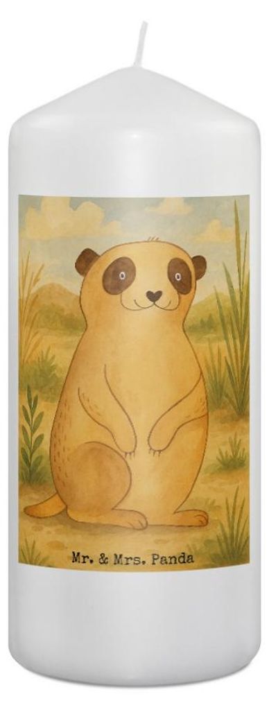 Mr. & Mrs. Panda Kerze Erdmännchen Design 19 x 8 cm - Weiß - Geschenk, Traveling, Spruch, Weltreise, Stumpenkerze, Afrika, Erinnerungslicht, Erin...