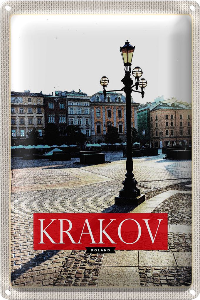 Blechschild Reise 20x30cm Krakow Gebäude Polen Innenstadt