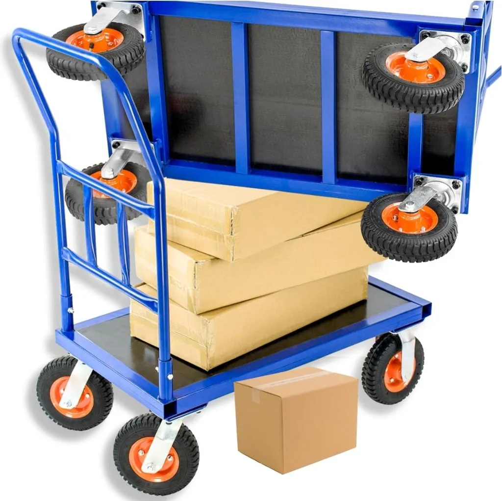 Chariot plate-forme de stockage 90x50 cm avec charge de 300 kg robuste