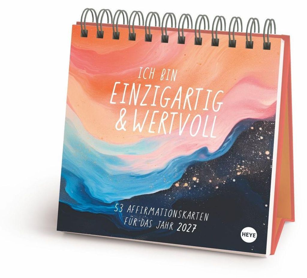 Ich bin einzigartig und wertvoll Premium-Postkartenkalender 2027 - 53 Affirmationskarten für das Jahr