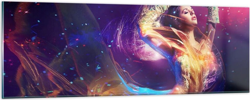 Bilder auf glas - Schönheit Disco Mode Make-up - 90x30cm - Glasbilder - Wandbilder - Kunstdruck - zum Aufhängen bereit - Wanddekoration aus Glas ...