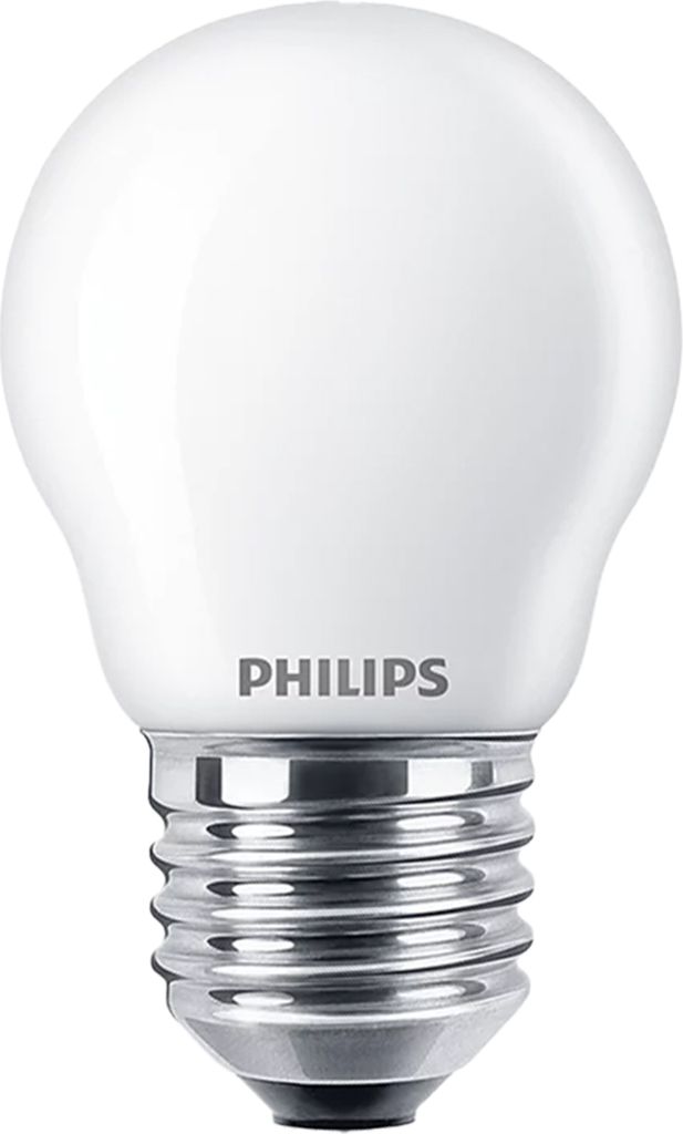 A close-up studio shot of a Philips LED light bulb.