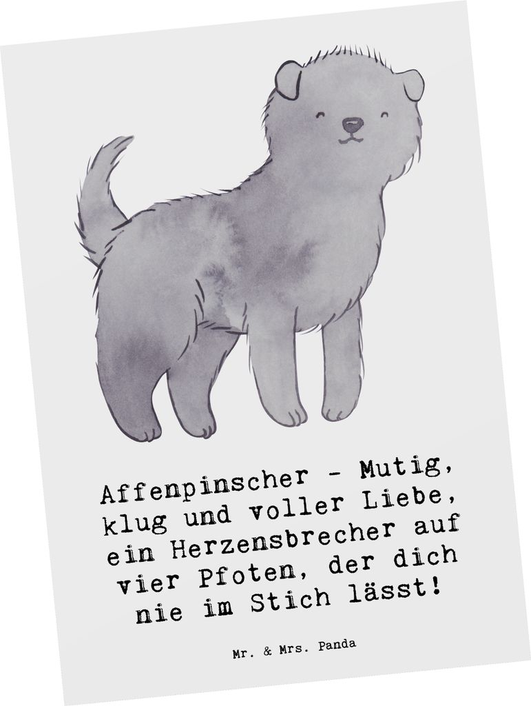 Mr. & Mrs. Panda Grußkarte Affenpinscher Liebe - Weiß - Geschenk, Hunderassen Eigenschaften, Ansichtskarte, einzelkarte, Charakter, quirlig, Wohn...