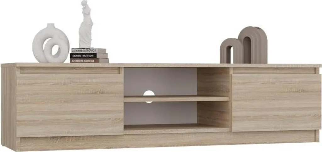 Mobile TV moderno Malwa 140 cm – Design semplice con spazio contenitivo | Rovere Sonoma | 140x40x36cm