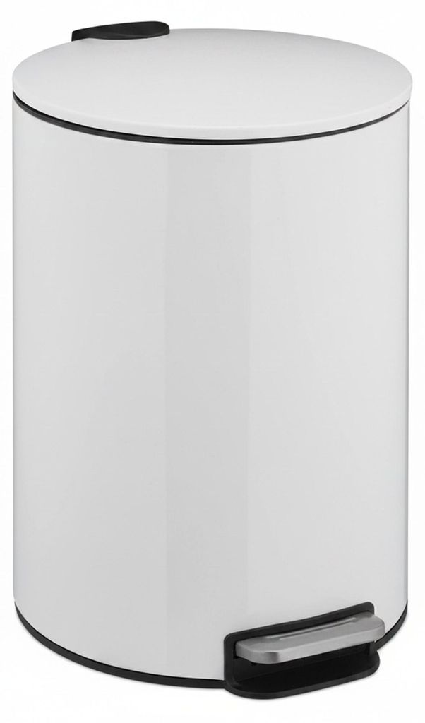 Relaxdays Treteimer, 12 Liter, Absenkautomatik, entnehmbarer Inneneimer, Metall, moderner Küchen Mülleimer, weiß