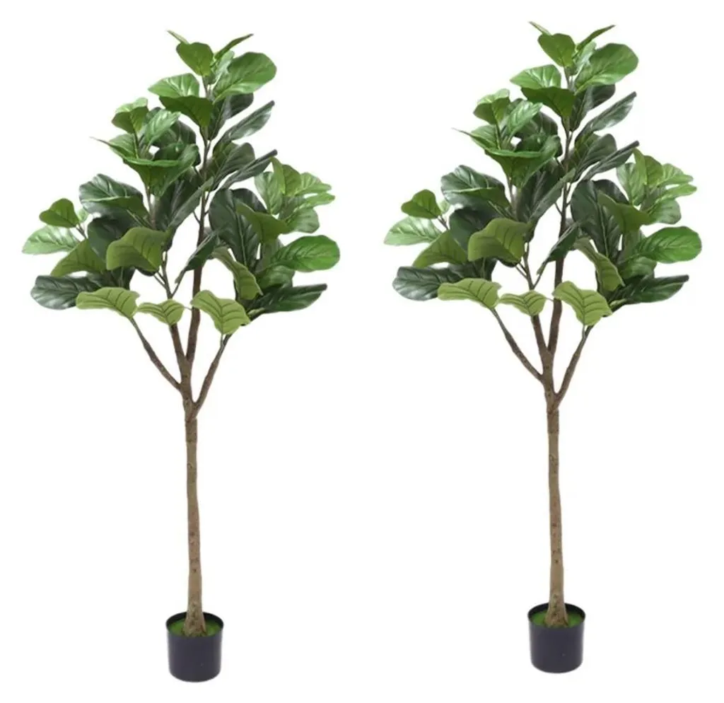 Figuier artificiel en pot Lot de 2 Modèle 4XL PVC Olive pour Extérieur