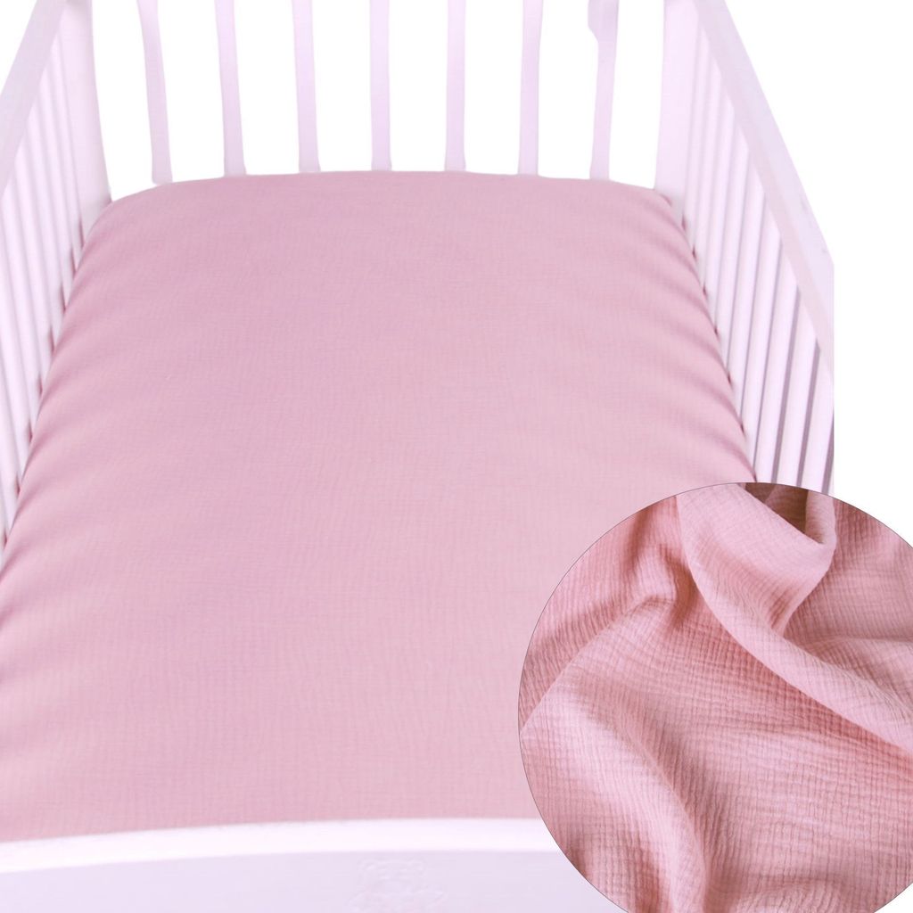 BabyLux Spannbettlaken Musselin 70x140 Spannbetttuch Baby-& Kinderbett Rosa
