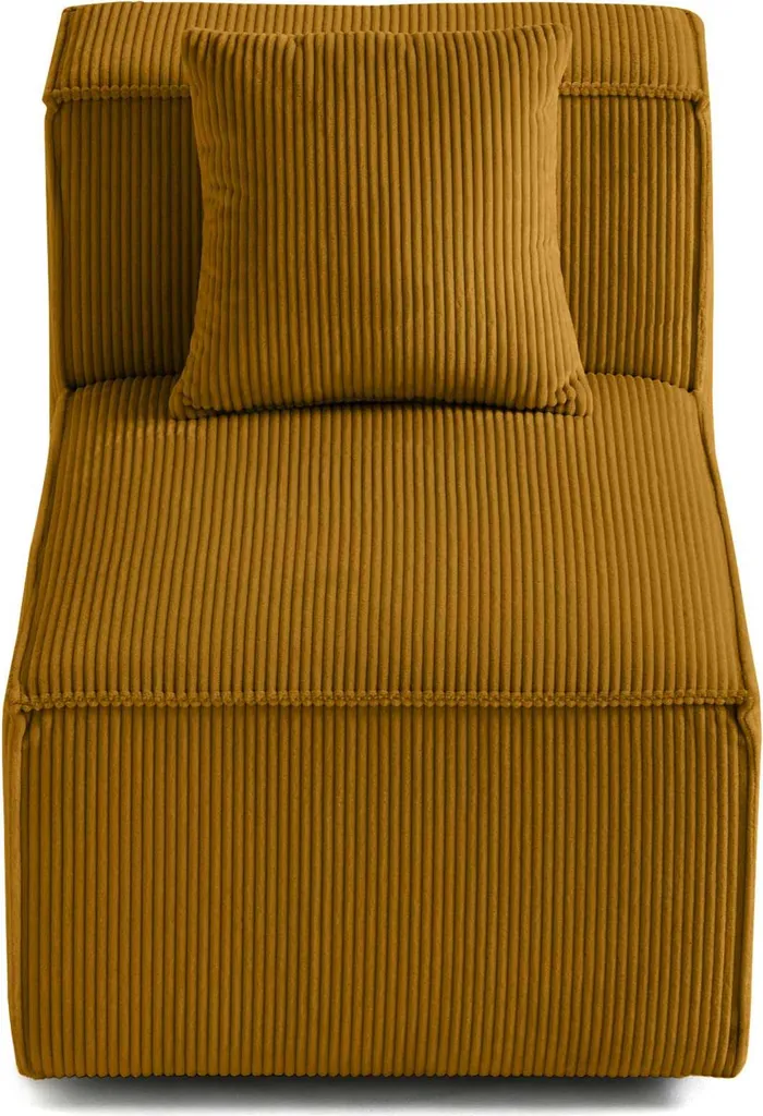 Lisa Design Arty module d'assise en velours côtelé jaune moutarde - 7