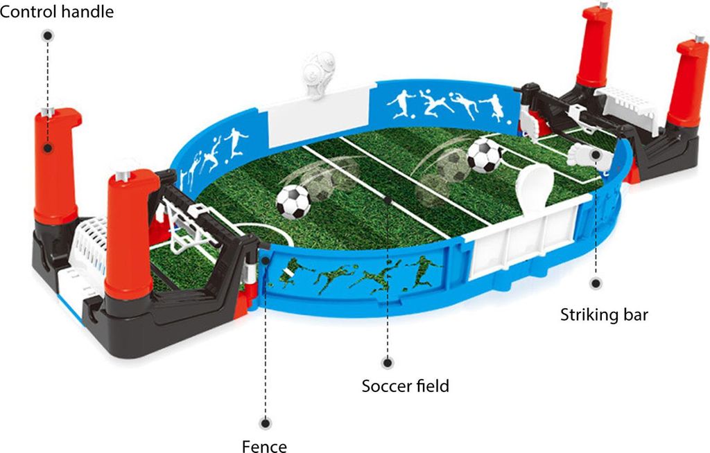 Interaktives Tischfußballspiel Verbessert die Hand-Auge-Koordination Desktop-Fußballspielzeug mit 2 Bällen für Doppelspieler
