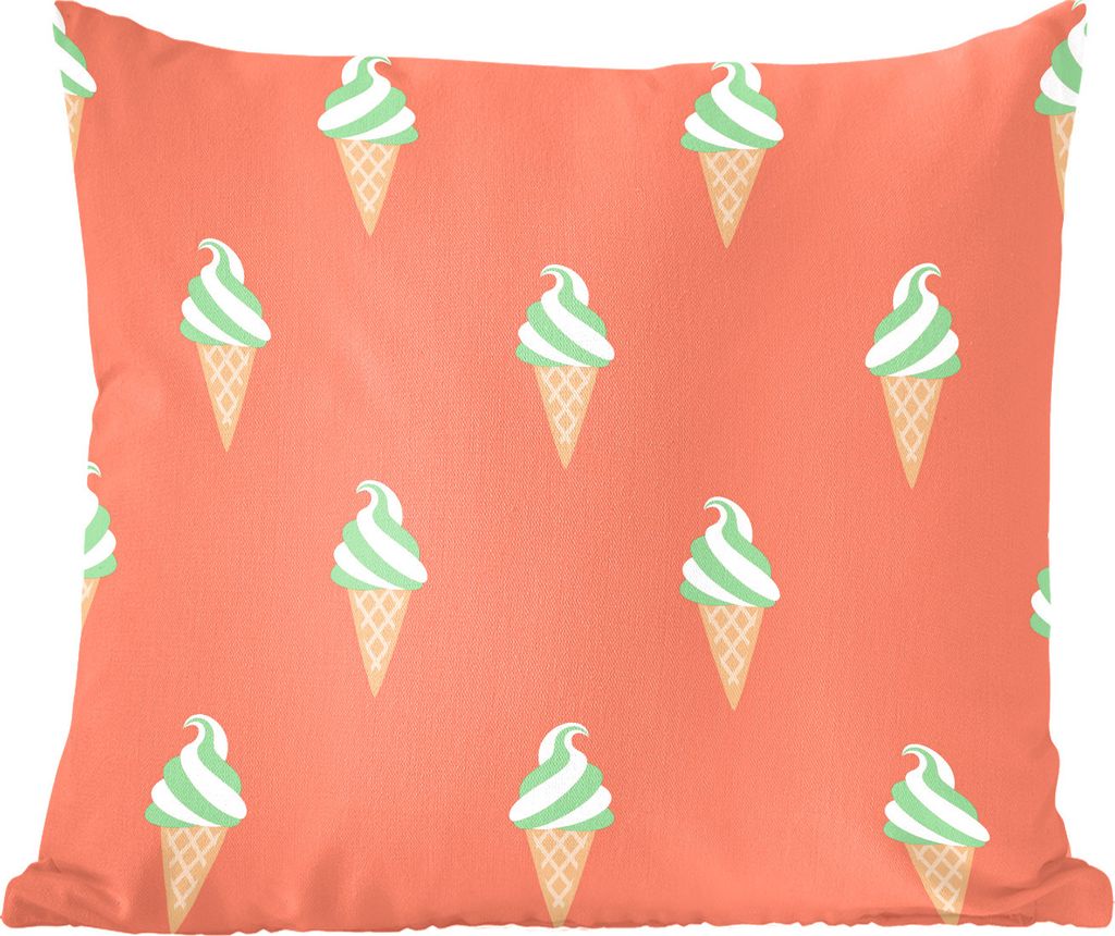 MuchoWow Zierkissen Sofakissen Wohnzimmer Dekokissen 40x40 cm Eis - Muster - Grün - Rot - Foto Kissen - Schlafzimmer Dekoration