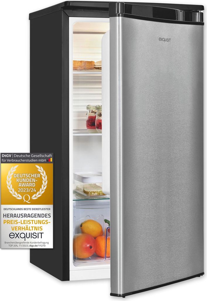 Exquisit Vollraumkühlschrank KS85-V-091E inoxlook | 75 l Produktbild 1