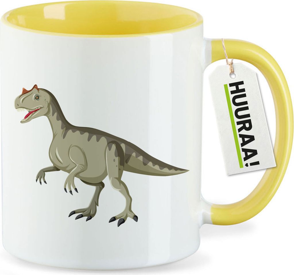 Huuraa Kaffeetasse Allosaurus Dinosaurier 330ml Gelb Keramik Kaffeebecher Geschenkidee