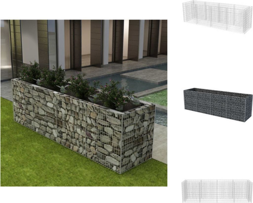 vidaXL Gabionen-Hochbeet Stahl 360×90×100 cm - Blumentöpfe & Pflanzgefäße