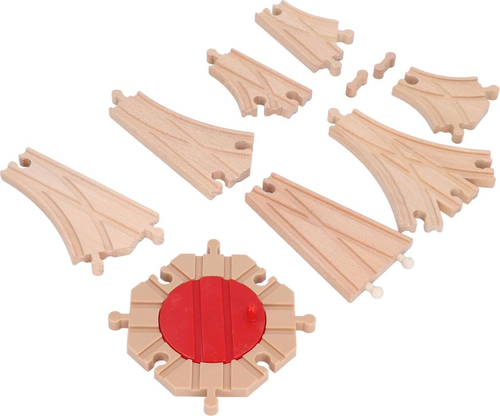 Hölzernes Eisenbahnschienen-Set für Kleinkinder, Bausatz, Bauspielzeug, pädagogisches DIY-Erweiterungspaket C