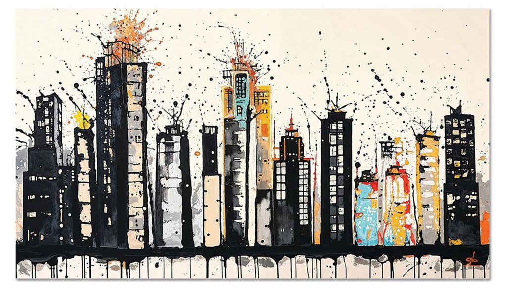 Giallobus - 46 - Splash skyline - Giallobus - 35L x 20B cm - Bild - Acrylglas