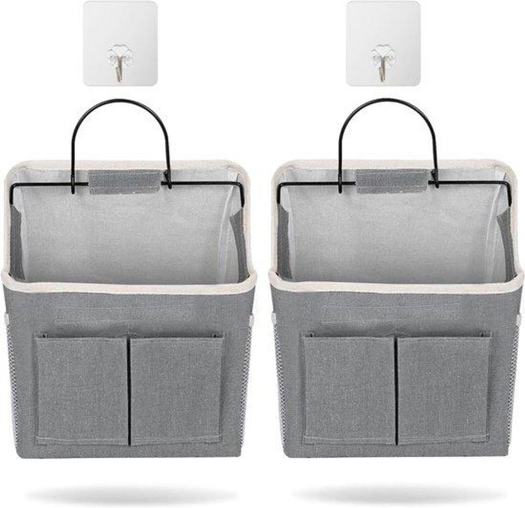 2 Stück tragbare, faltsicherer Aufbewahrungsbeutel mit 5 Fachern wasserdichtes Canvas-Hängesack mit 2 Selbstklebendhaken für Schlafzimmer, Küch...